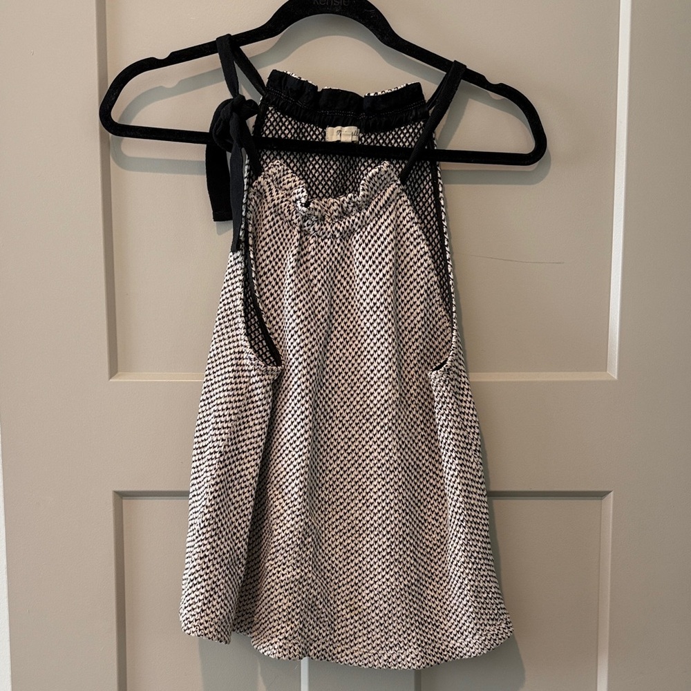 Madewell Black and White Patterned Halter Top